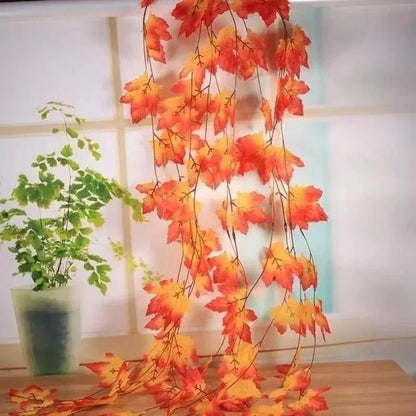 2.3M Artificial Maple Leaf Garland for Autumn & Holiday Decor