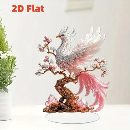 Crystal Phoenix Statue Glass Figurine Desk Ornament for Office Decor