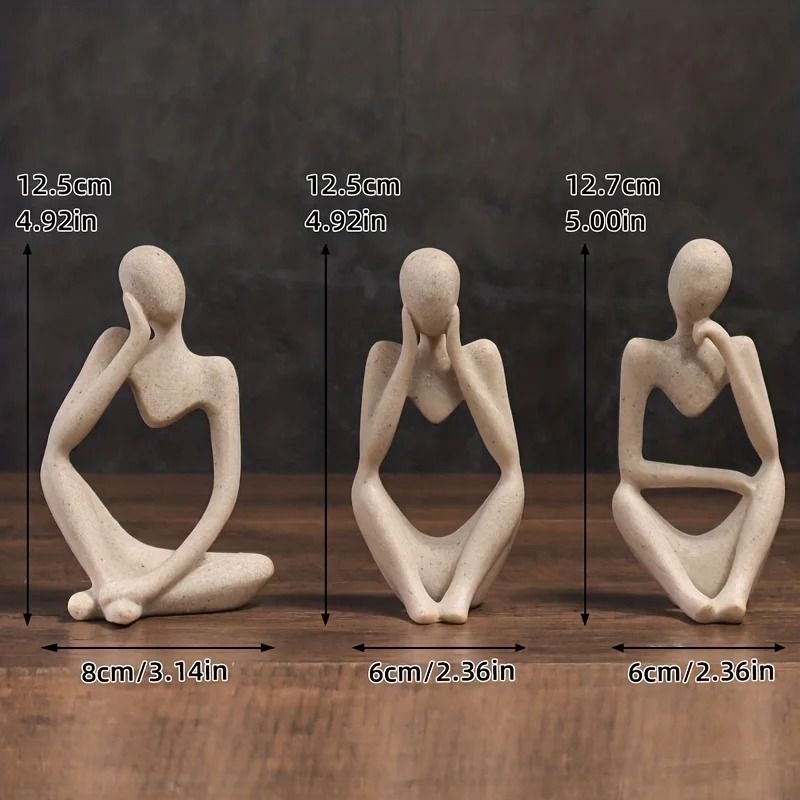 Human Contemplation Sculpture – High-Definition Minimalist Philosophical Set