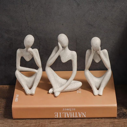 Human Contemplation Sculpture – High-Definition Minimalist Philosophical Set