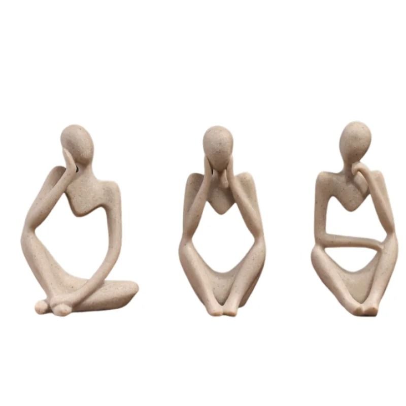 Human Contemplation Sculpture – High-Definition Minimalist Philosophical Set