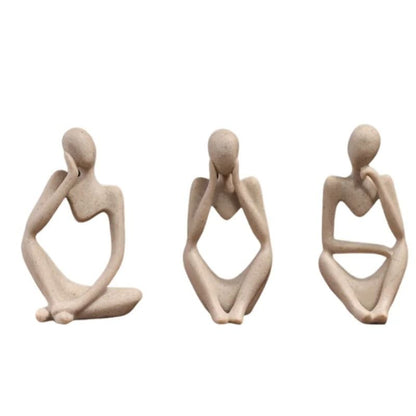 Human Contemplation Sculpture – High-Definition Minimalist Philosophical Set