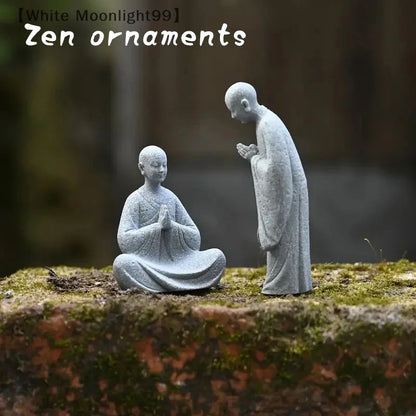 Zen Wishing Monk Resin Figurine – Buddhist Micro Landscape Decor for Aquarium, Garden & Meditation Space