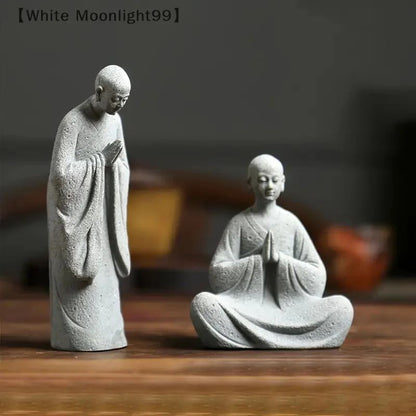 Zen Wishing Monk Resin Figurine – Buddhist Micro Landscape Decor for Aquarium, Garden & Meditation Space
