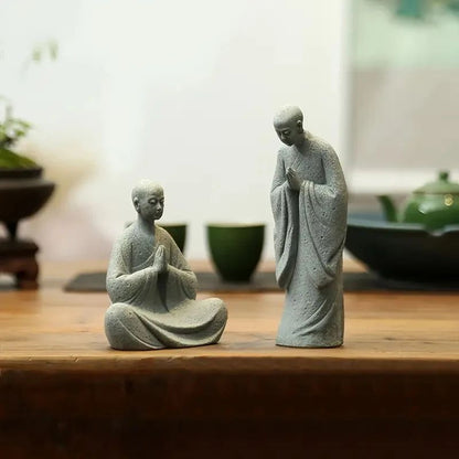 Zen Wishing Monk Resin Figurine – Buddhist Micro Landscape Decor for Aquarium, Garden & Meditation Space