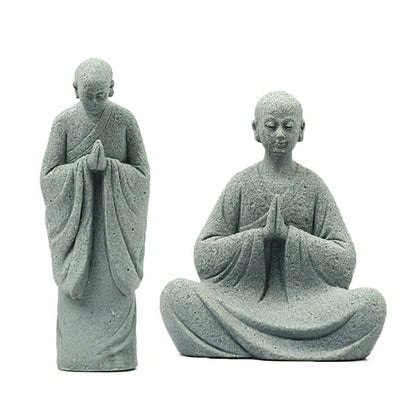 Zen Wishing Monk Resin Figurine – Buddhist Micro Landscape Decor for Aquarium, Garden & Meditation Space