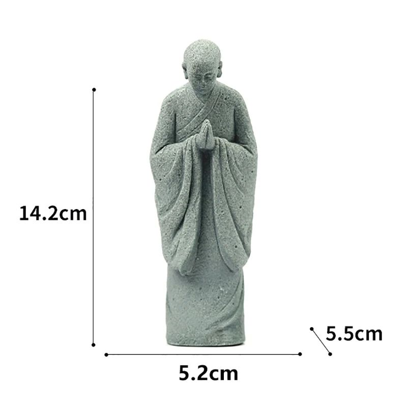 Zen Wishing Monk Resin Figurine – Buddhist Micro Landscape Decor for Aquarium, Garden & Meditation Space