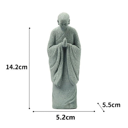 Zen Wishing Monk Resin Figurine – Buddhist Micro Landscape Decor for Aquarium, Garden & Meditation Space