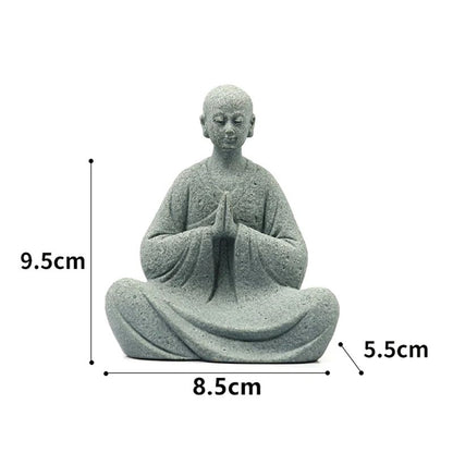 Zen Wishing Monk Resin Figurine – Buddhist Micro Landscape Decor for Aquarium, Garden & Meditation Space