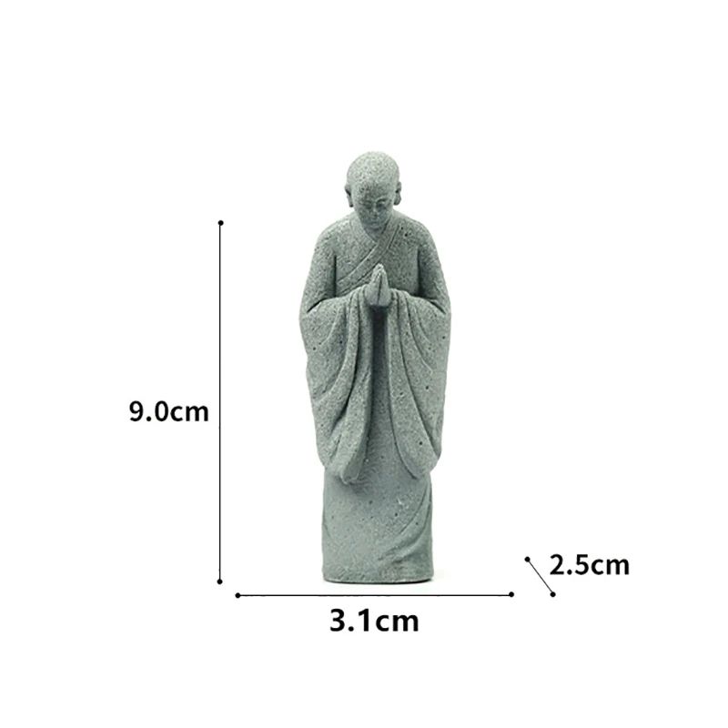 Zen Wishing Monk Resin Figurine – Buddhist Micro Landscape Decor for Aquarium, Garden & Meditation Space