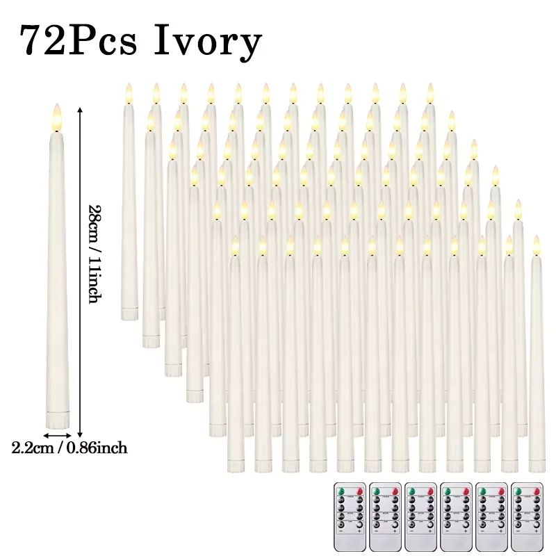 Flameless LED Taper Candles with Remote – 3D Flickering Battery Operated Candles for Home & Event Decor