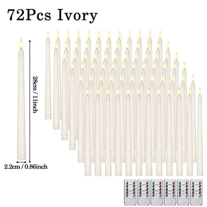 Flameless LED Taper Candles with Remote – 3D Flickering Battery Operated Candles for Home & Event Decor