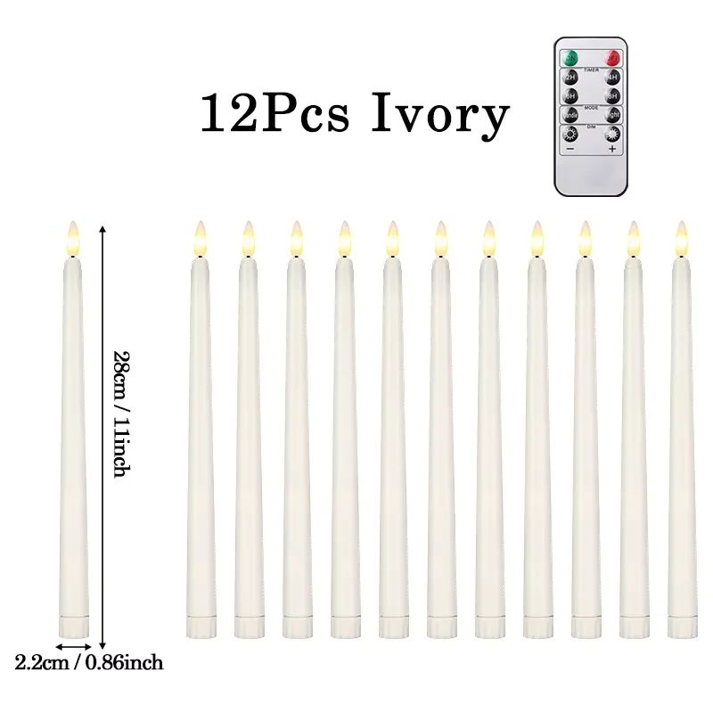 Flameless LED Taper Candles with Remote – 3D Flickering Battery Operated Candles for Home & Event Decor