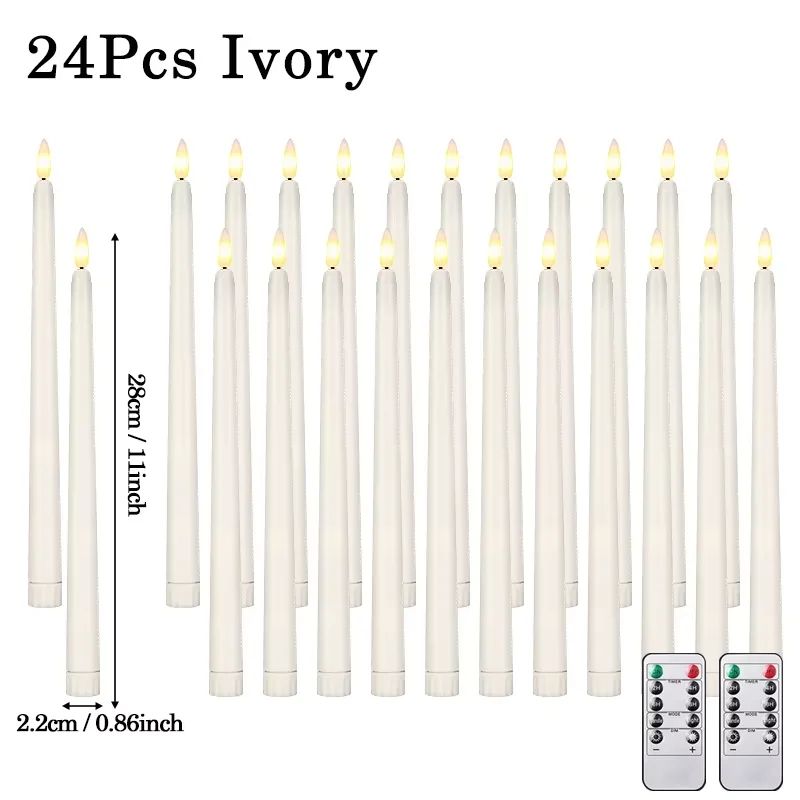 Flameless LED Taper Candles with Remote – 3D Flickering Battery Operated Candles for Home & Event Decor