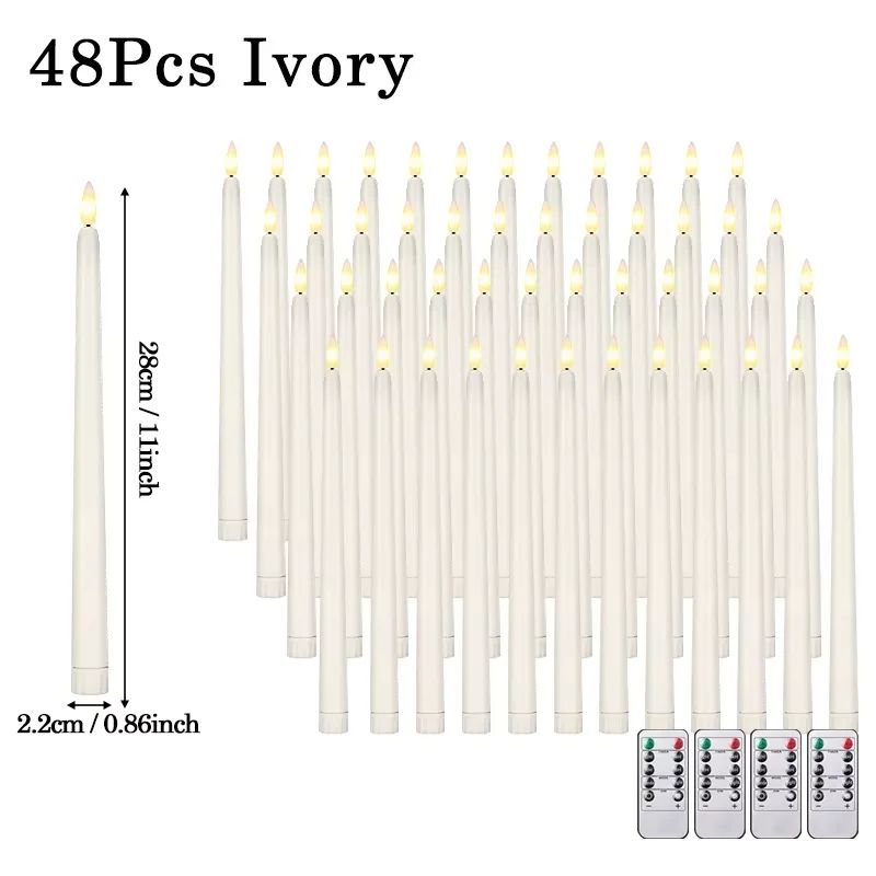 Flameless LED Taper Candles with Remote – 3D Flickering Battery Operated Candles for Home & Event Decor