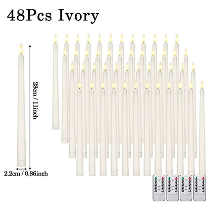 Flameless LED Taper Candles with Remote – 3D Flickering Battery Operated Candles for Home & Event Decor