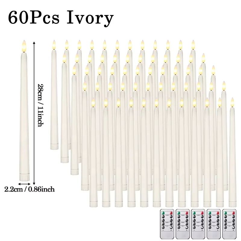 Flameless LED Taper Candles with Remote – 3D Flickering Battery Operated Candles for Home & Event Decor