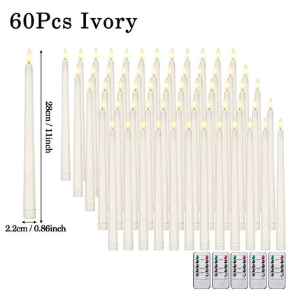 Flameless LED Taper Candles with Remote – 3D Flickering Battery Operated Candles for Home & Event Decor