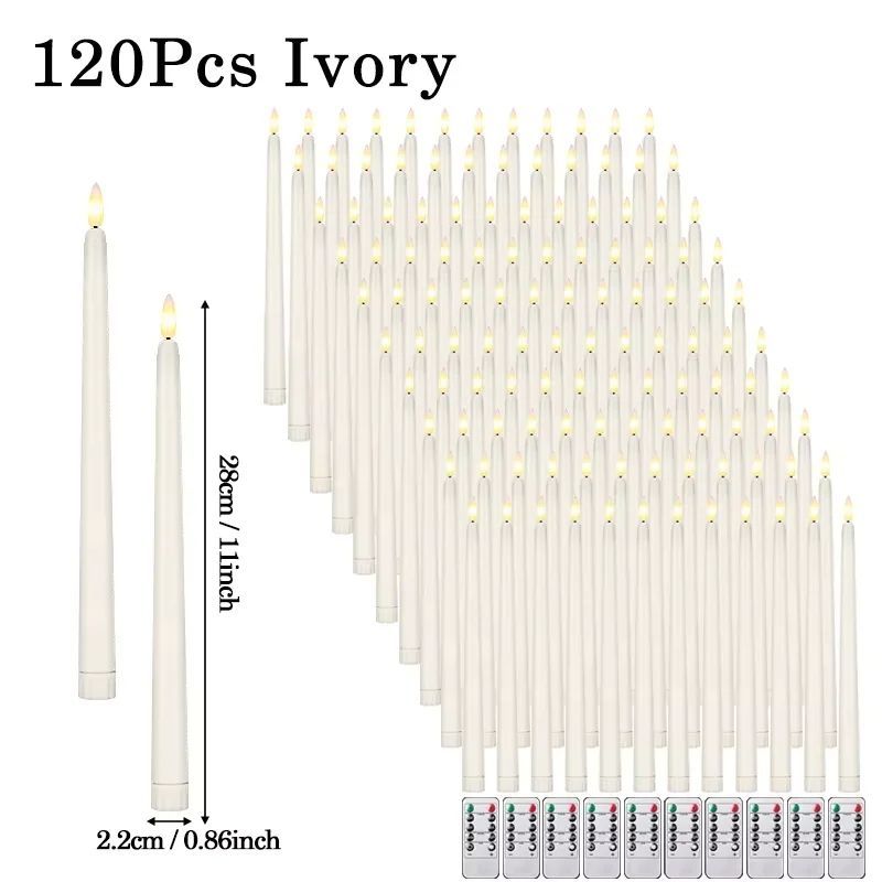 Flameless LED Taper Candles with Remote – 3D Flickering Battery Operated Candles for Home & Event Decor