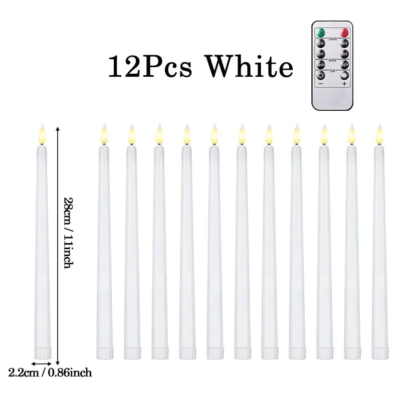 Flameless LED Taper Candles with Remote – 3D Flickering Battery Operated Candles for Home & Event Decor