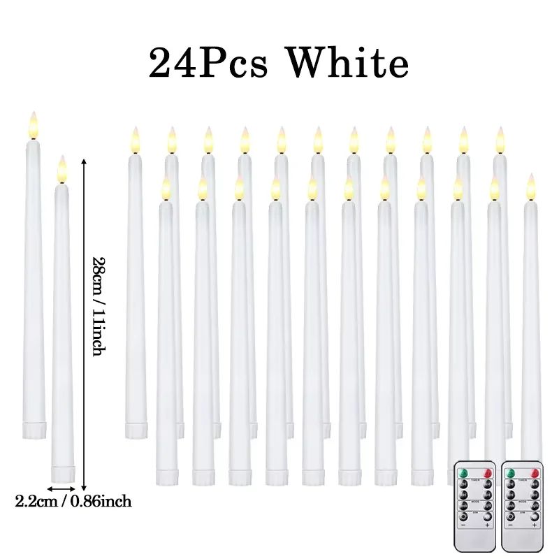 Flameless LED Taper Candles with Remote – 3D Flickering Battery Operated Candles for Home & Event Decor