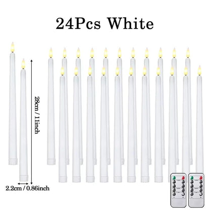 Flameless LED Taper Candles with Remote – 3D Flickering Battery Operated Candles for Home & Event Decor