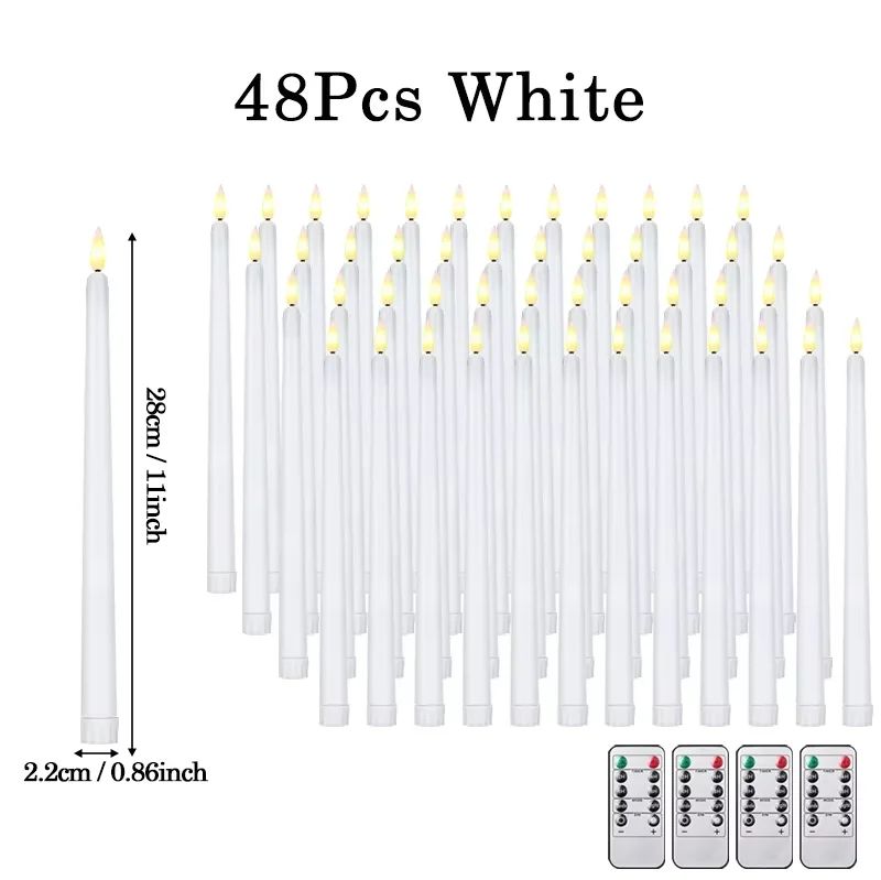 Flameless LED Taper Candles with Remote – 3D Flickering Battery Operated Candles for Home & Event Decor