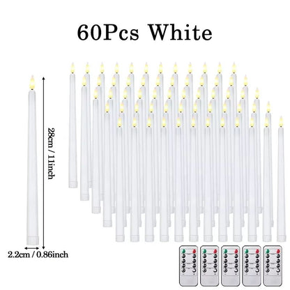 Flameless LED Taper Candles with Remote – 3D Flickering Battery Operated Candles for Home & Event Decor