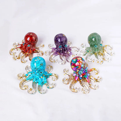 Natural Crystal Octopus Figurine – Reiki Healing Stone Decor for Home, Office & Garden