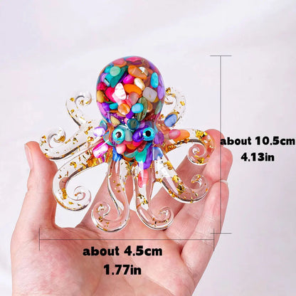 Natural Crystal Octopus Figurine – Reiki Healing Stone Decor for Home, Office & Garden