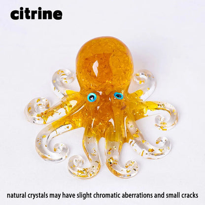 Natural Crystal Octopus Figurine – Reiki Healing Stone Decor for Home, Office & Garden