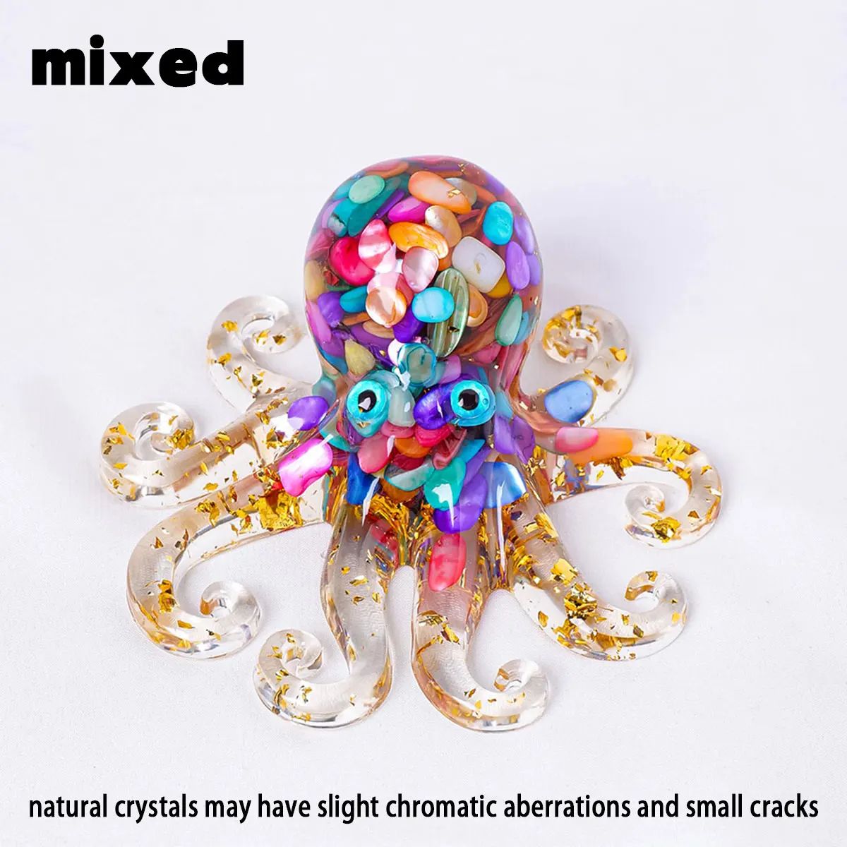 Natural Crystal Octopus Figurine – Reiki Healing Stone Decor for Home, Office & Garden