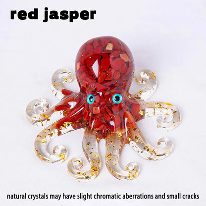 Natural Crystal Octopus Figurine – Reiki Healing Stone Decor for Home, Office & Garden