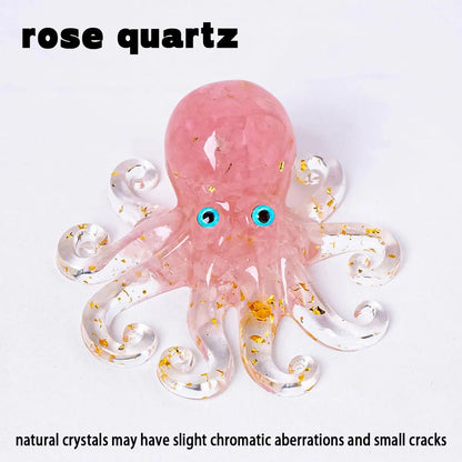Natural Crystal Octopus Figurine – Reiki Healing Stone Decor for Home, Office & Garden