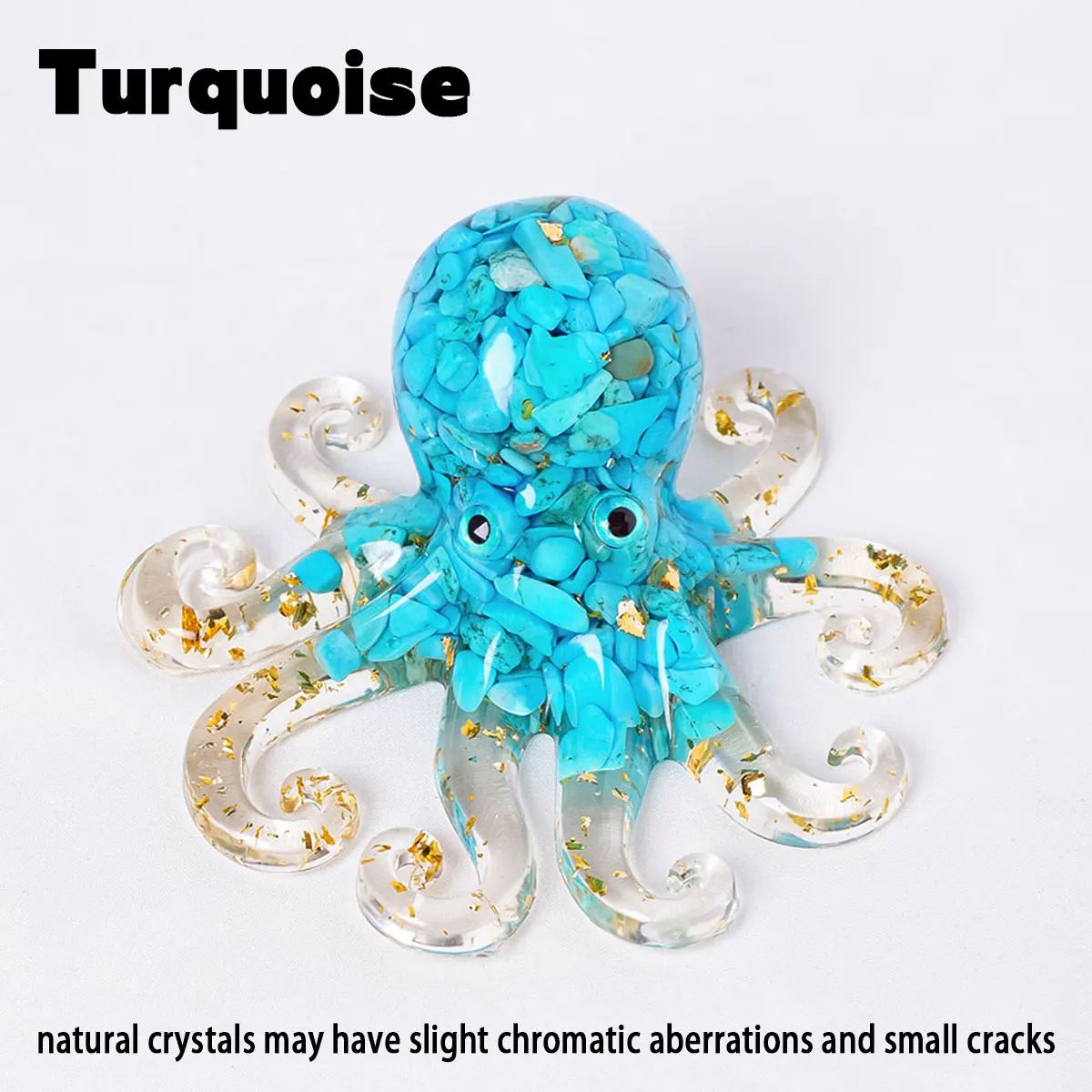 Natural Crystal Octopus Figurine – Reiki Healing Stone Decor for Home, Office & Garden