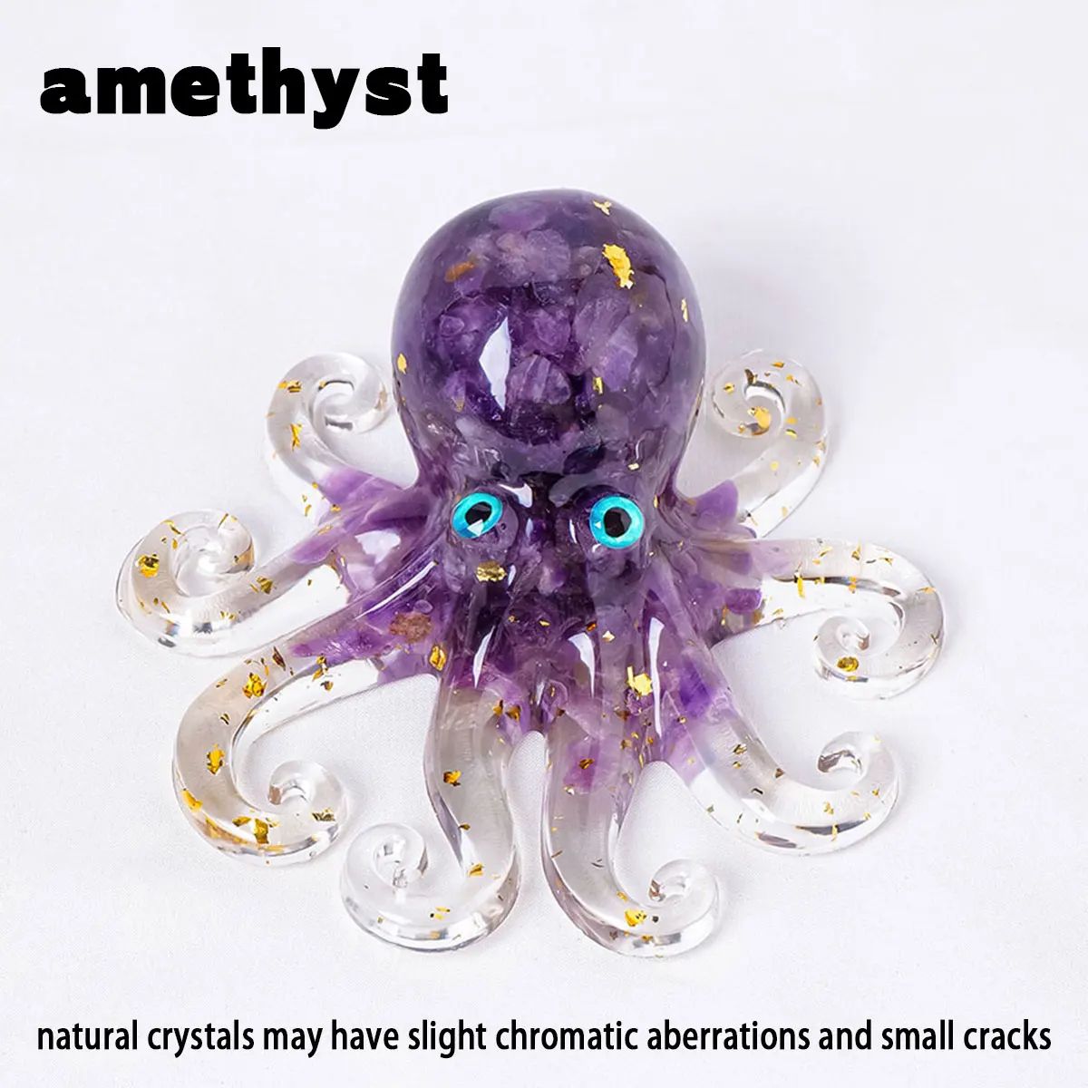 Natural Crystal Octopus Figurine – Reiki Healing Stone Decor for Home, Office & Garden