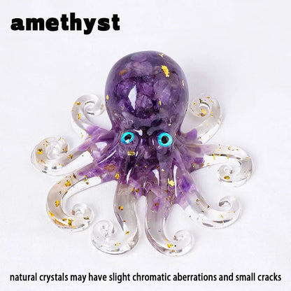 Natural Crystal Octopus Figurine – Reiki Healing Stone Decor for Home, Office & Garden