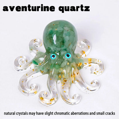 Natural Crystal Octopus Figurine – Reiki Healing Stone Decor for Home, Office & Garden