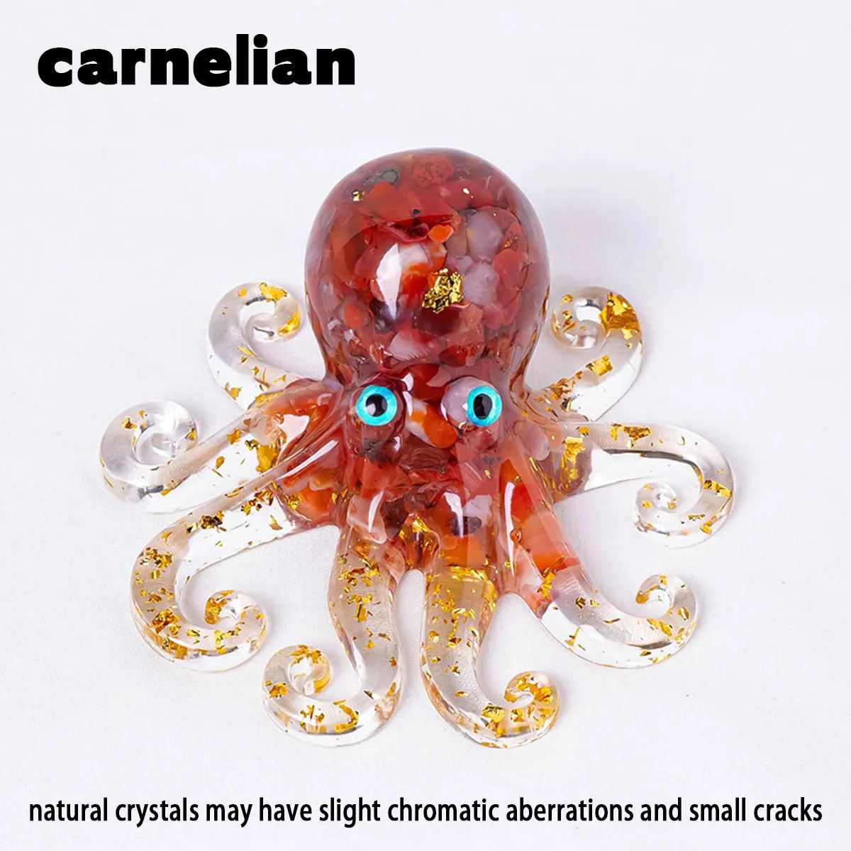 Natural Crystal Octopus Figurine – Reiki Healing Stone Decor for Home, Office & Garden