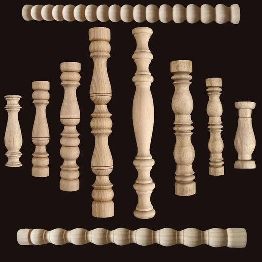Vintage Carved Wooden Spindle Column – Decorative Gourd Pillar Applique for Furniture & Home Decor