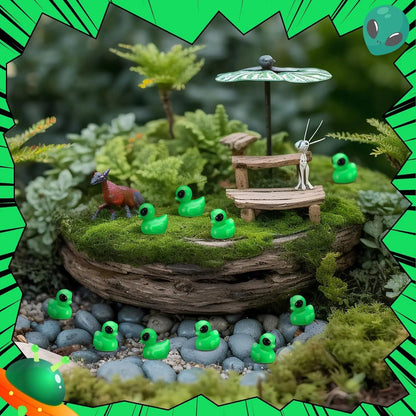 Mini Alien Duck Figurines Set for Fun Desk Decor