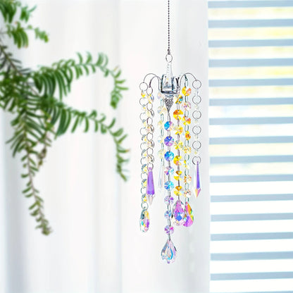 Crystal Chandelier Wind Chimes | Glass Suncatcher & Rainbow Maker Prism Pendant for Window Hanging & Garden Decor