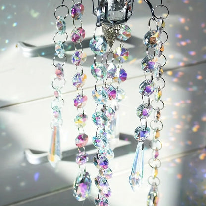 Crystal Chandelier Wind Chimes | Glass Suncatcher & Rainbow Maker Prism Pendant for Window Hanging & Garden Decor