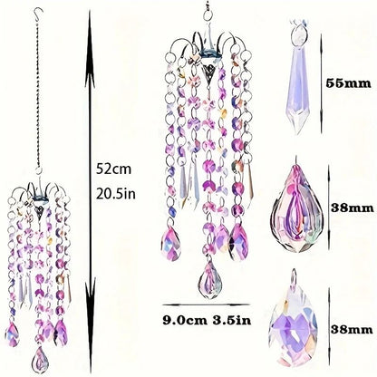 Crystal Chandelier Wind Chimes | Glass Suncatcher & Rainbow Maker Prism Pendant for Window Hanging & Garden Decor