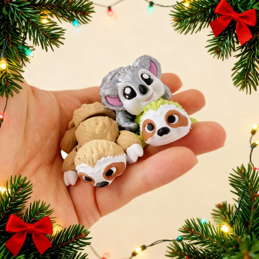 3D Printed Articulated Sloth & Koala | Movable Animal Figurine | Desktop Fidget Decor for Office, Car & Home