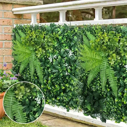 Artificial Grass Wall Panel with Flowers – Lush Greenery Wall Backdrop & Privacy Hedge Screen