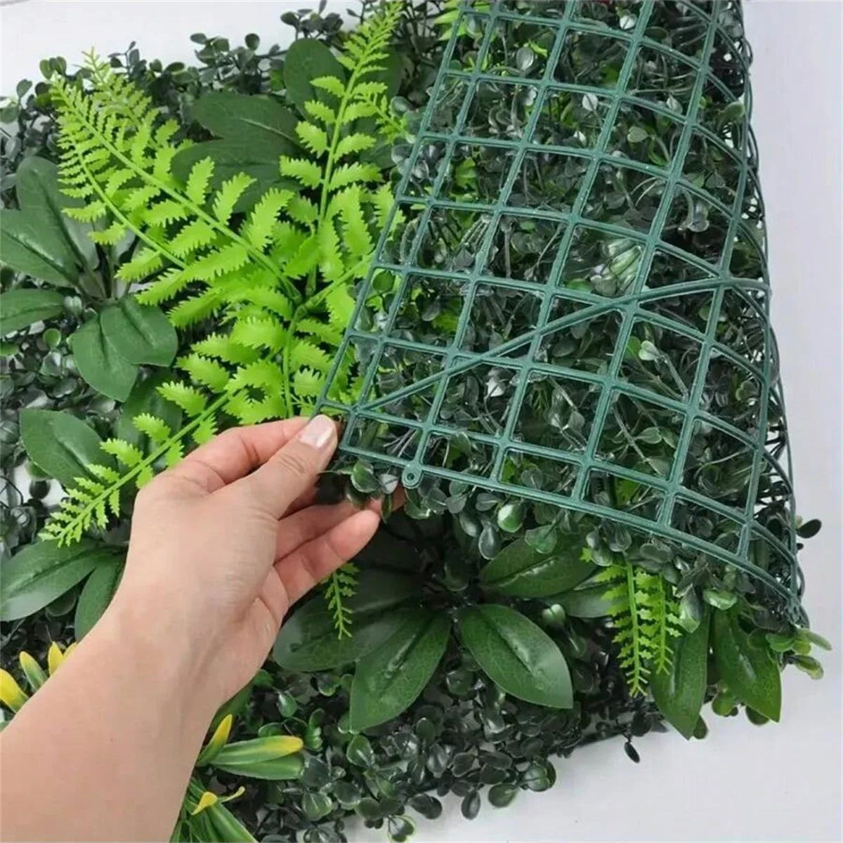 Artificial Grass Wall Panel with Flowers – Lush Greenery Wall Backdrop & Privacy Hedge Screen