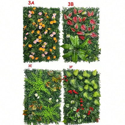 Artificial Grass Wall Panel with Flowers – Lush Greenery Wall Backdrop & Privacy Hedge Screen