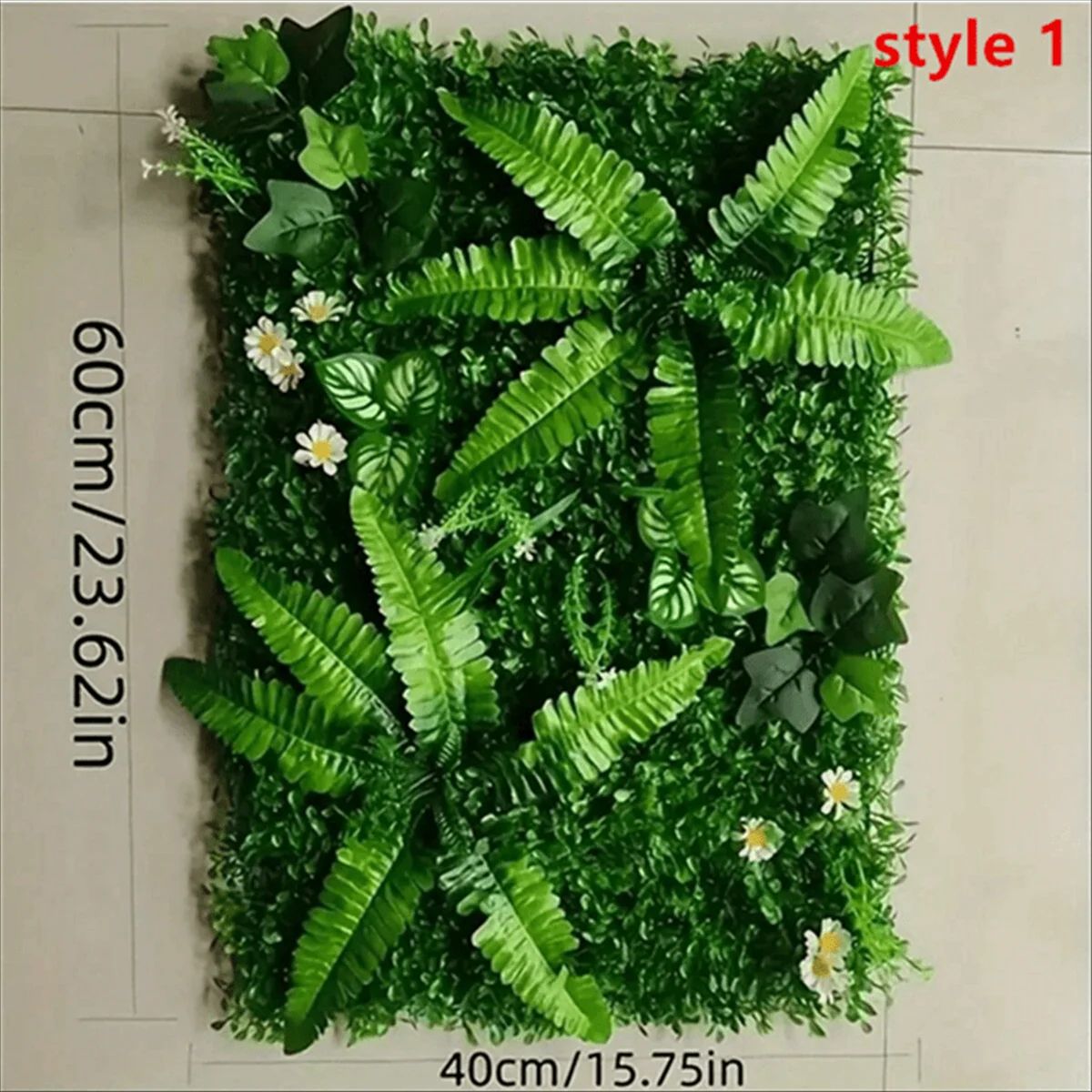 Artificial Grass Wall Panel with Flowers – Lush Greenery Wall Backdrop & Privacy Hedge Screen