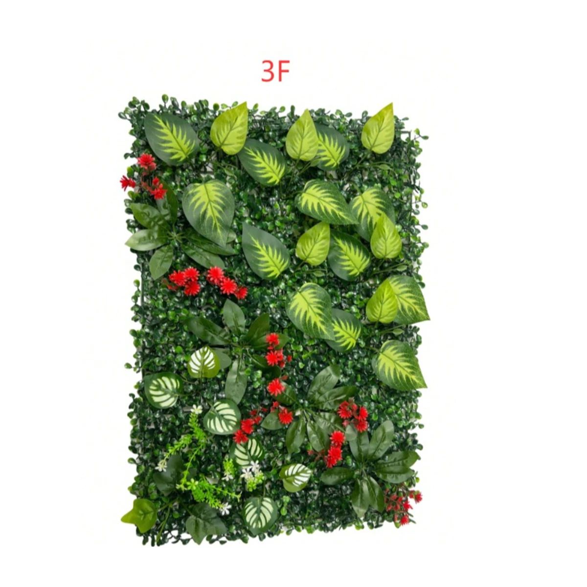 Artificial Grass Wall Panel with Flowers – Lush Greenery Wall Backdrop & Privacy Hedge Screen